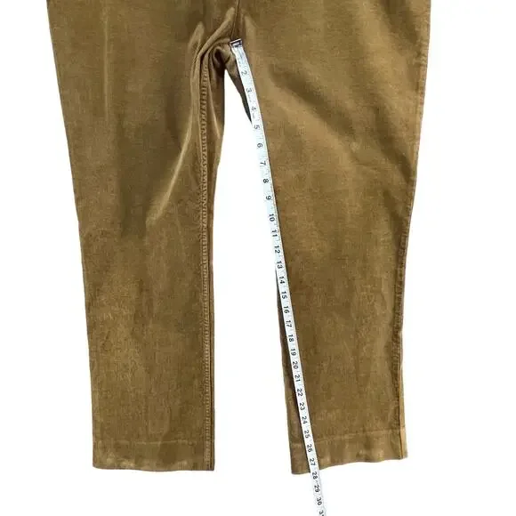 Theory Pants Womens 12 Tan‎ Gold Corduroy Slim Straight High Rise Modern Classic - Picture 8 of 15